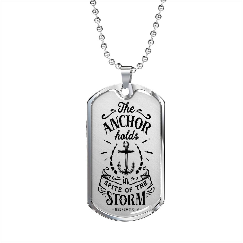 Lord Is My Anchor Necklace Hebrews Verse Necklace Stainless Steel or 18k Gold Dog Tag 24" Chain-Express Your Love Gifts