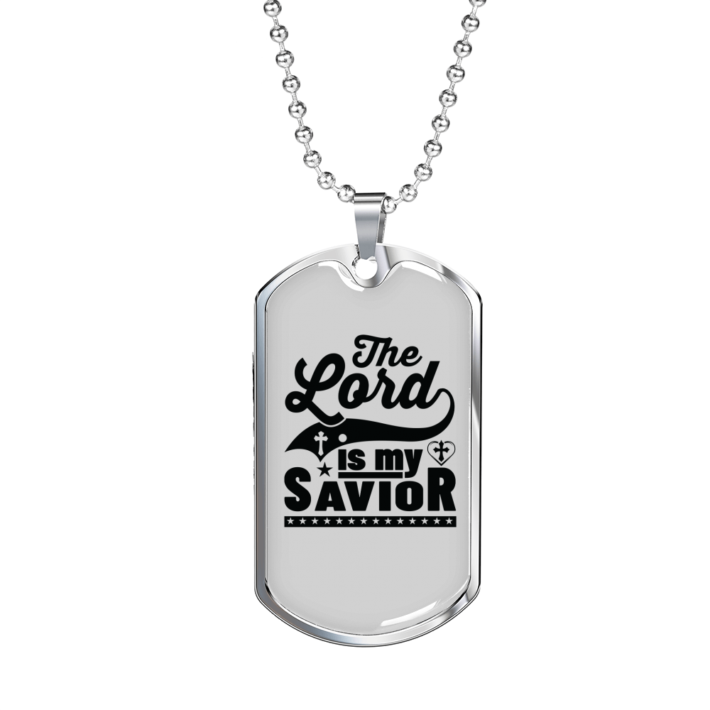 Lord Is My Savior Christian Necklace Stainless Steel or 18k Gold Dog Tag 24" Chain-Express Your Love Gifts