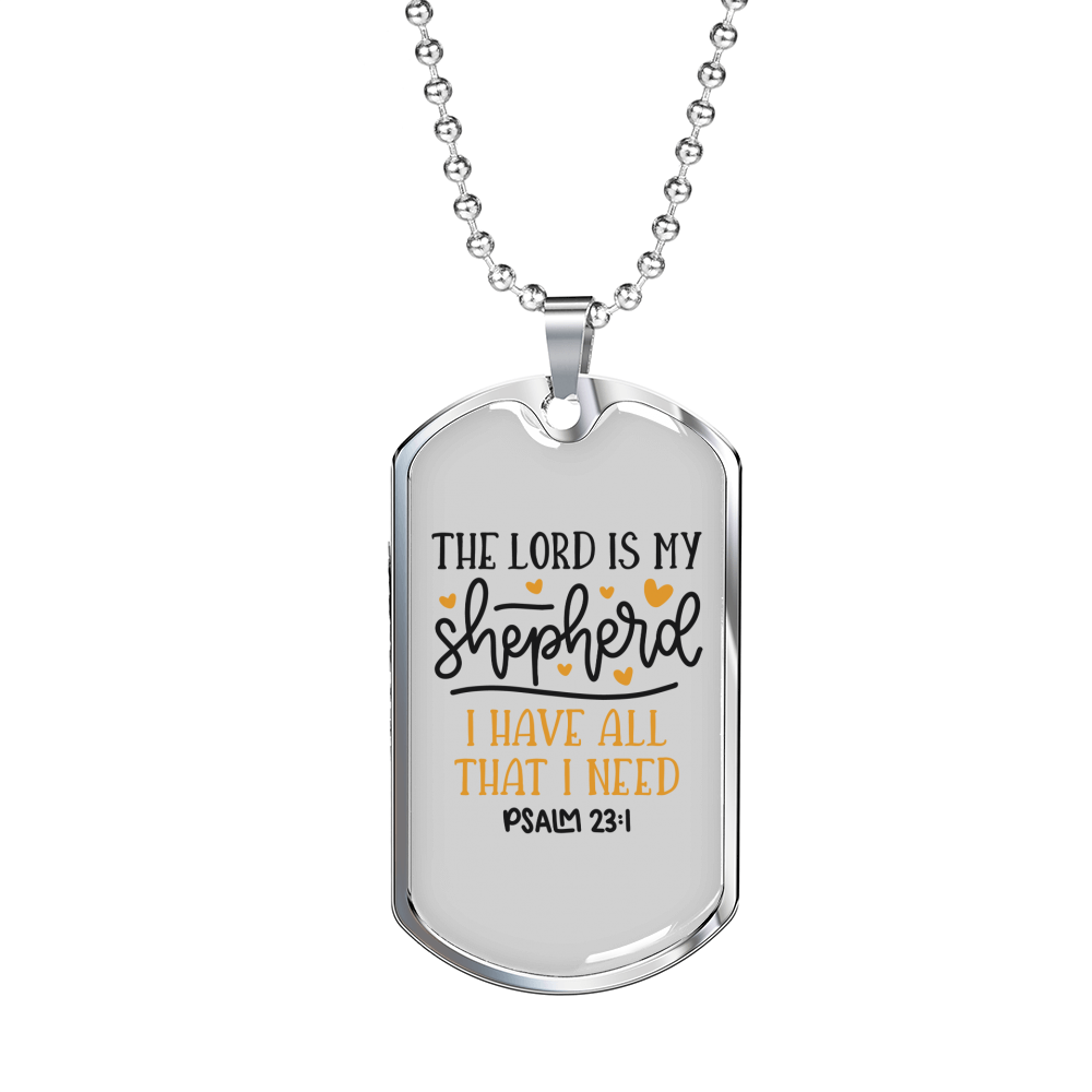 Lord Is My Shepherd Christian Necklace Stainless Steel or 18k Gold Dog Tag 24" Chain-Express Your Love Gifts