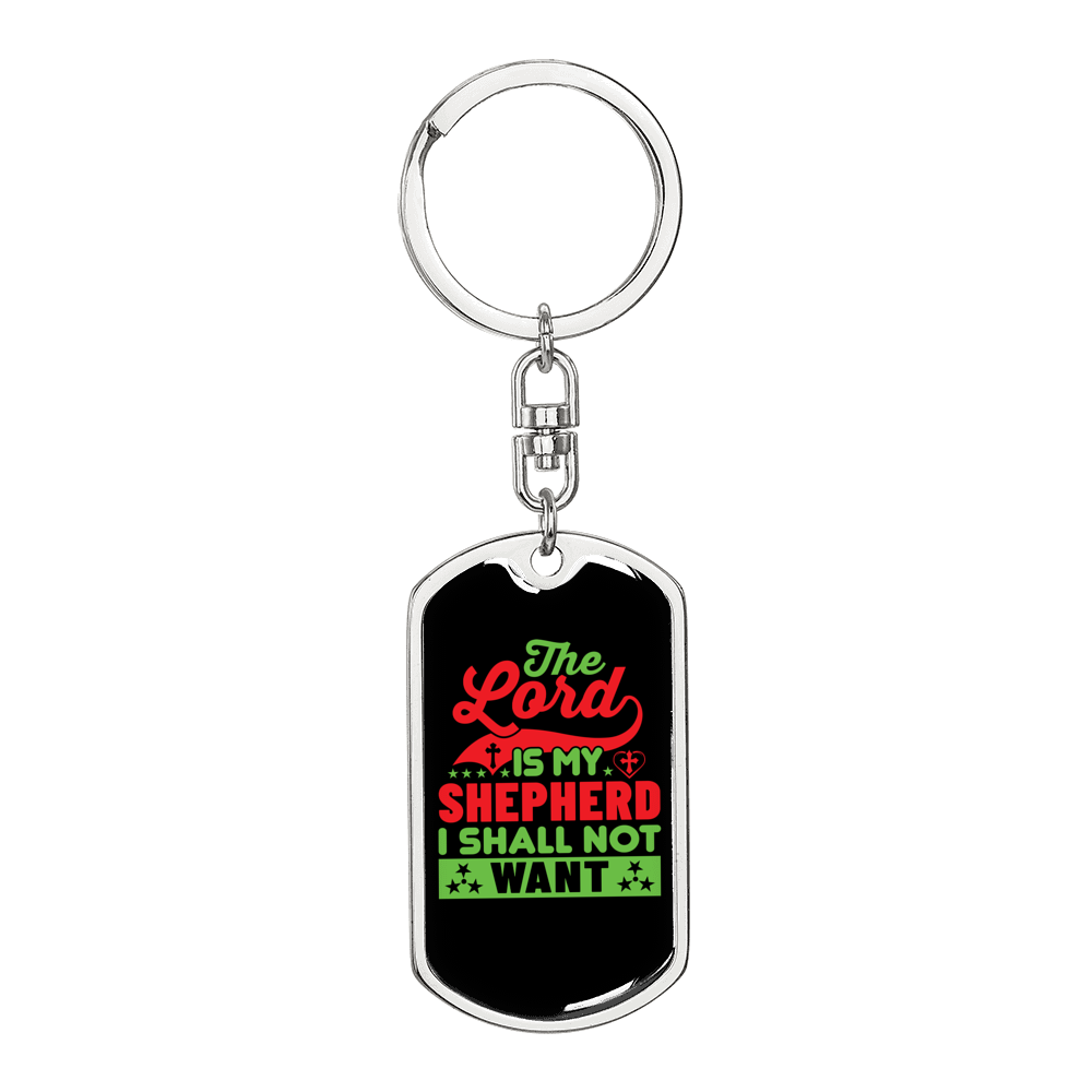Lord Is My Shepherd Keychain Stainless Steel or 18k Gold Dog Tag Keyring-Express Your Love Gifts