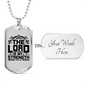 Lord Is My Strength Christian Necklace Stainless Steel or 18k Gold Dog Tag 24" Chain-Express Your Love Gifts