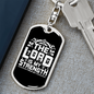 Lord Is My Strength Psalm 28:7 White Keychain Stainless Steel or 18k Gold Dog Tag Keyring-Express Your Love Gifts