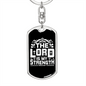 Lord Is My Strength Psalm 28:7 White Keychain Stainless Steel or 18k Gold Dog Tag Keyring-Express Your Love Gifts