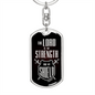 Lord Is My Strength Scripture Swivel Keychain Dog Tag Stainless Steel or 18k Gold-Express Your Love Gifts