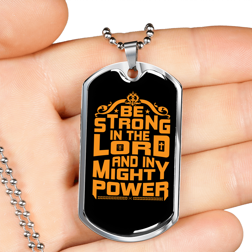 Lord Might Power Christian Necklace Stainless Steel or 18k Gold Dog Tag 24" Chain-Express Your Love Gifts