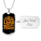Lord Might Power Christian Necklace Stainless Steel or 18k Gold Dog Tag 24" Chain-Express Your Love Gifts