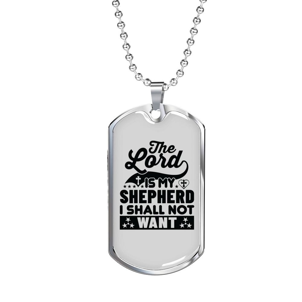 Lord My Shepherd Black Christian Necklace Stainless Steel or 18k Gold Dog Tag 24" Chain-Express Your Love Gifts
