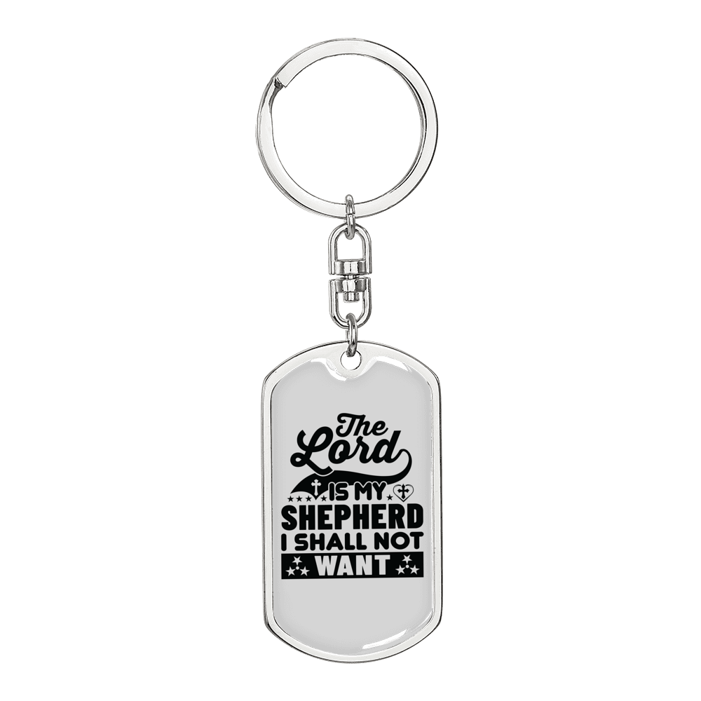 Lord My Shepherd Black Keychain Stainless Steel or 18k Gold Dog Tag Keyring-Express Your Love Gifts