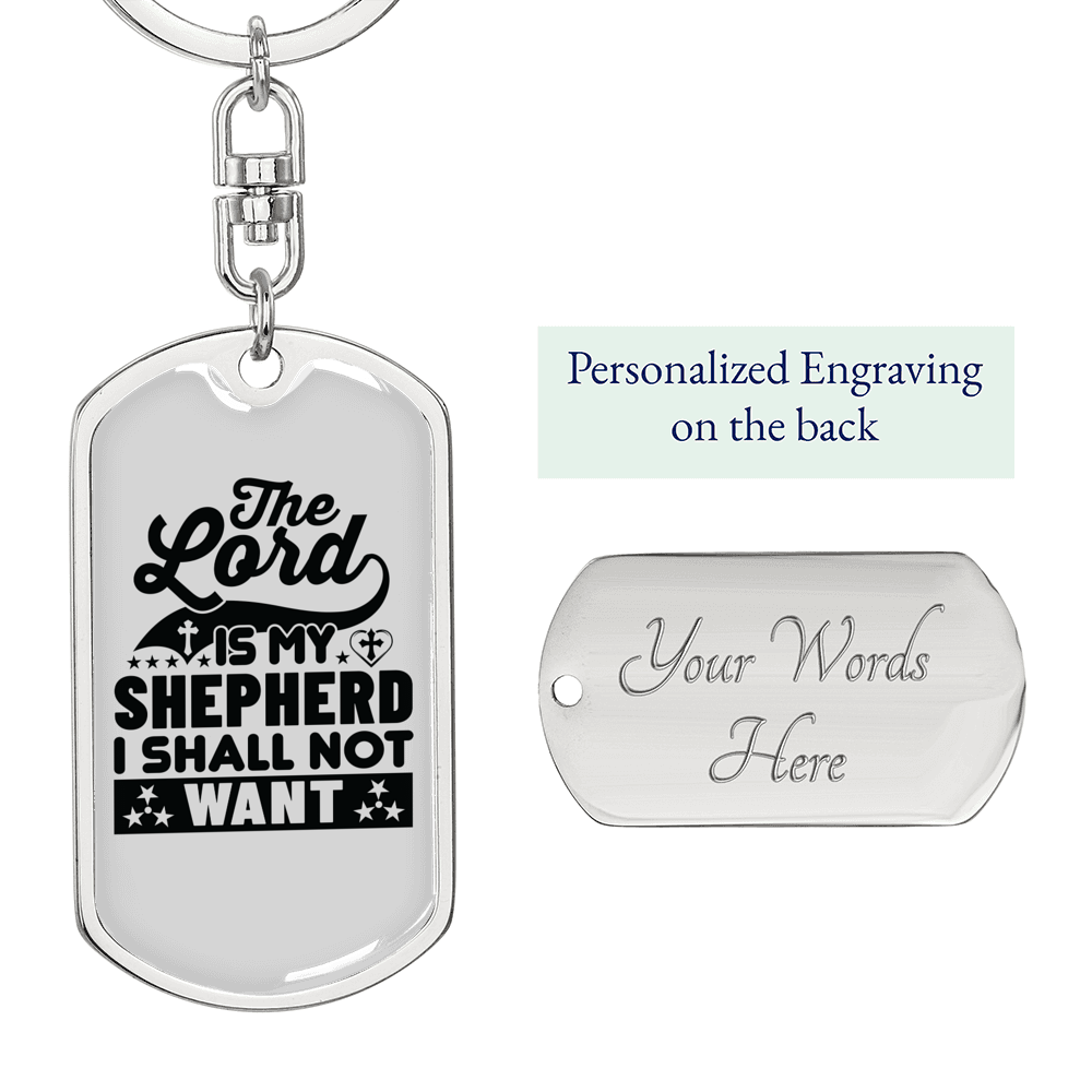Lord My Shepherd Black Keychain Stainless Steel or 18k Gold Dog Tag Keyring-Express Your Love Gifts