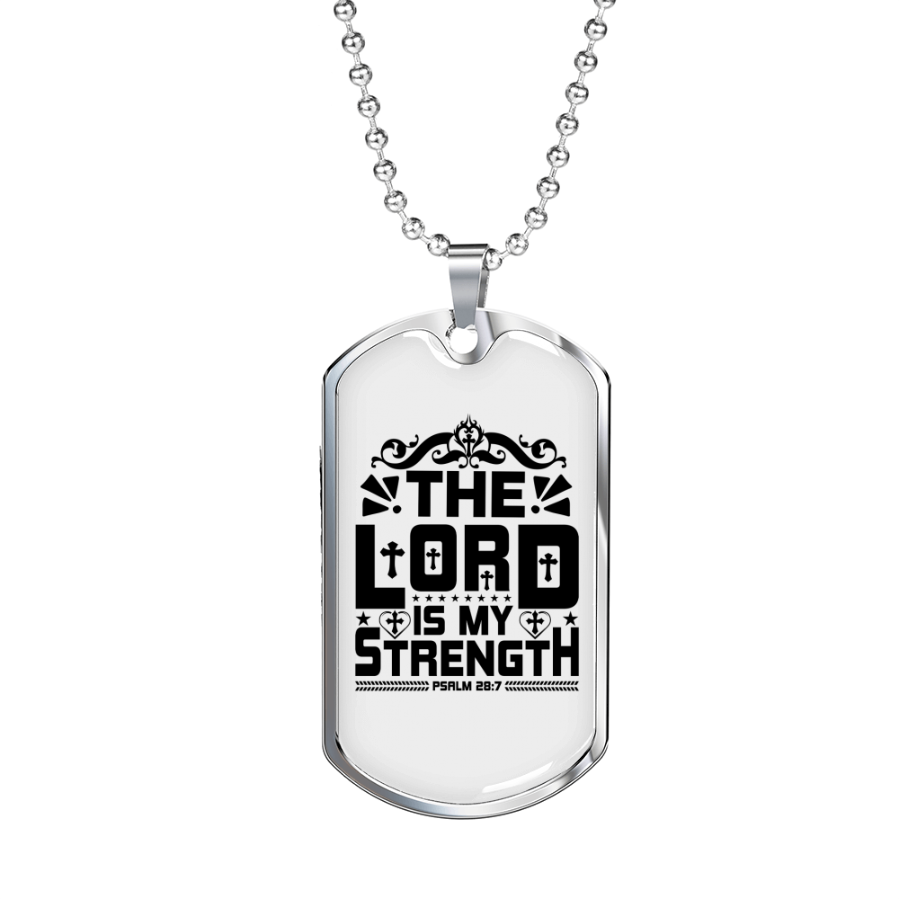 Lord My Strength Black Christian Necklace Stainless Steel or 18k Gold Dog Tag 24" Chain-Express Your Love Gifts