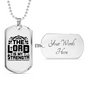 Lord My Strength Black Christian Necklace Stainless Steel or 18k Gold Dog Tag 24" Chain-Express Your Love Gifts