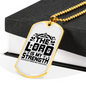 Lord My Strength Black Christian Necklace Stainless Steel or 18k Gold Dog Tag 24" Chain-Express Your Love Gifts