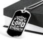 Lord My Strength White Christian Necklace Stainless Steel or 18k Gold Dog Tag 24" Chain-Express Your Love Gifts