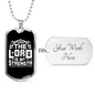 Lord My Strength White Christian Necklace Stainless Steel or 18k Gold Dog Tag 24" Chain-Express Your Love Gifts