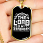 Lord My Strength White Christian Necklace Stainless Steel or 18k Gold Dog Tag 24" Chain-Express Your Love Gifts