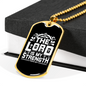 Lord My Strength White Christian Necklace Stainless Steel or 18k Gold Dog Tag 24" Chain-Express Your Love Gifts