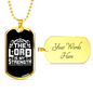 Lord My Strength White Christian Necklace Stainless Steel or 18k Gold Dog Tag 24" Chain-Express Your Love Gifts