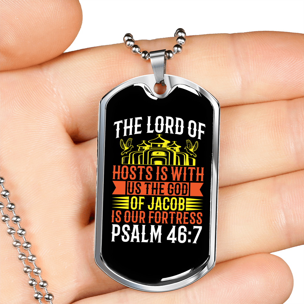 Lord Of Hosts Christian Necklace Stainless Steel or 18k Gold Dog Tag 24" Chain-Express Your Love Gifts