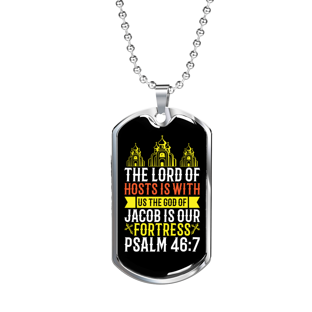 Lord Of Hosts Is Christian Necklace Stainless Steel or 18k Gold Dog Tag 24" Chain-Express Your Love Gifts