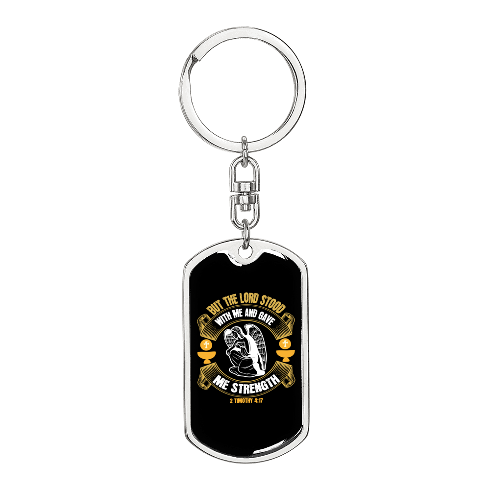 Lord Stood Christian Keychain Stainless Steel or 18k Gold Dog Tag Keyring-Express Your Love Gifts