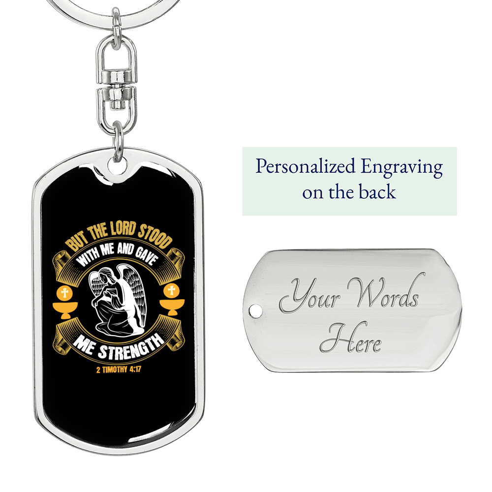 Lord Stood Christian Keychain Stainless Steel or 18k Gold Dog Tag Keyring-Express Your Love Gifts