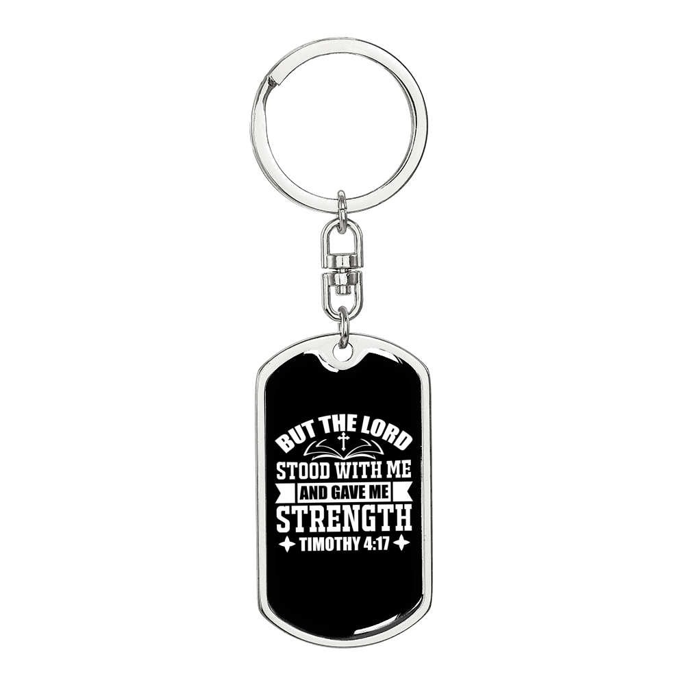 Lord Strength Christian Keychain Stainless Steel or 18k Gold Dog Tag Keyring-Express Your Love Gifts