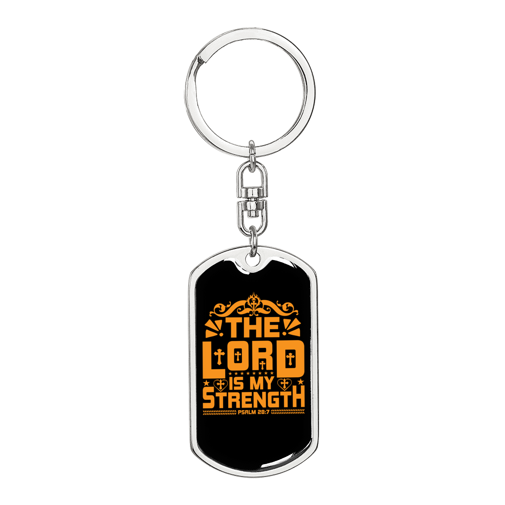 Lord Strength Golden Christian Keychain Stainless Steel or 18k Gold Dog Tag Keyring-Express Your Love Gifts