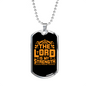 Lord Strength Golden Christian Necklace Stainless Steel or 18k Gold Dog Tag 24" Chain-Express Your Love Gifts