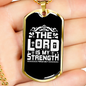 Lord Strength White Christian Necklace Stainless Steel or 18k Gold Dog Tag 24" Chain-Express Your Love Gifts