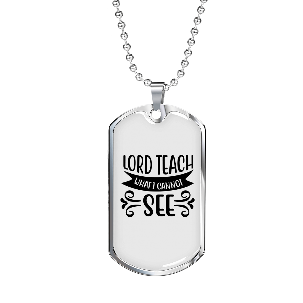 Lord Teach Christian Necklace Stainless Steel or 18k Gold Dog Tag 24" Chain-Express Your Love Gifts