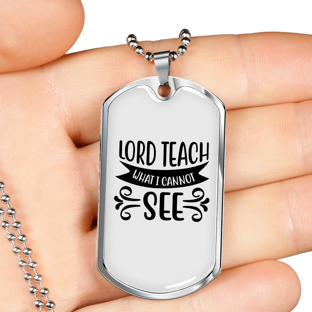 Lord Teach Christian Necklace Stainless Steel or 18k Gold Dog Tag 24" Chain-Express Your Love Gifts