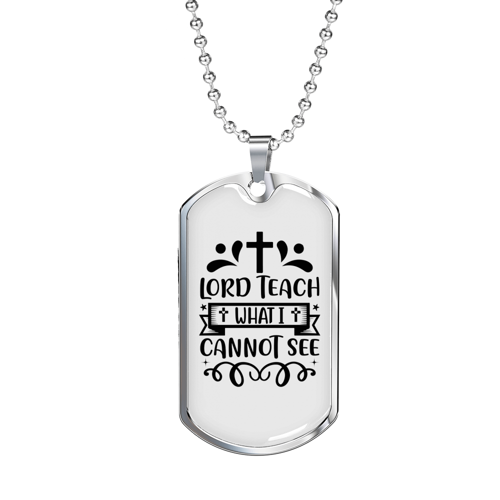 Lord Teach Cross Christian Necklace Stainless Steel or 18k Gold Dog Tag 24" Chain-Express Your Love Gifts