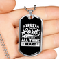 Lord With All Thine Heart Christian Necklace Stainless Steel or 18k Gold Dog Tag 24" Chain-Express Your Love Gifts