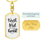 Lord With All Your Heart Christian Keychain Stainless Steel or 18k Gold Dog Tag Keyring-Express Your Love Gifts