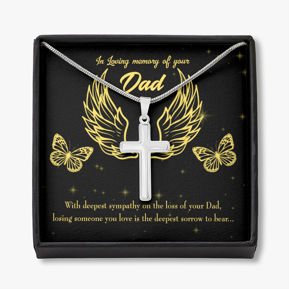 Losing Someone Dad Memorial Gift Dad Memorial Cross Necklace Sympathy Gift Loss of Father Condolence Message Card-Express Your Love Gifts