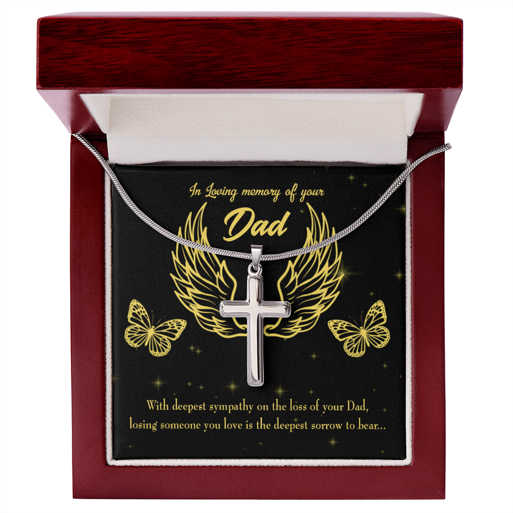 Losing Someone Dad Memorial Gift Dad Memorial Cross Necklace Sympathy Gift Loss of Father Condolence Message Card-Express Your Love Gifts