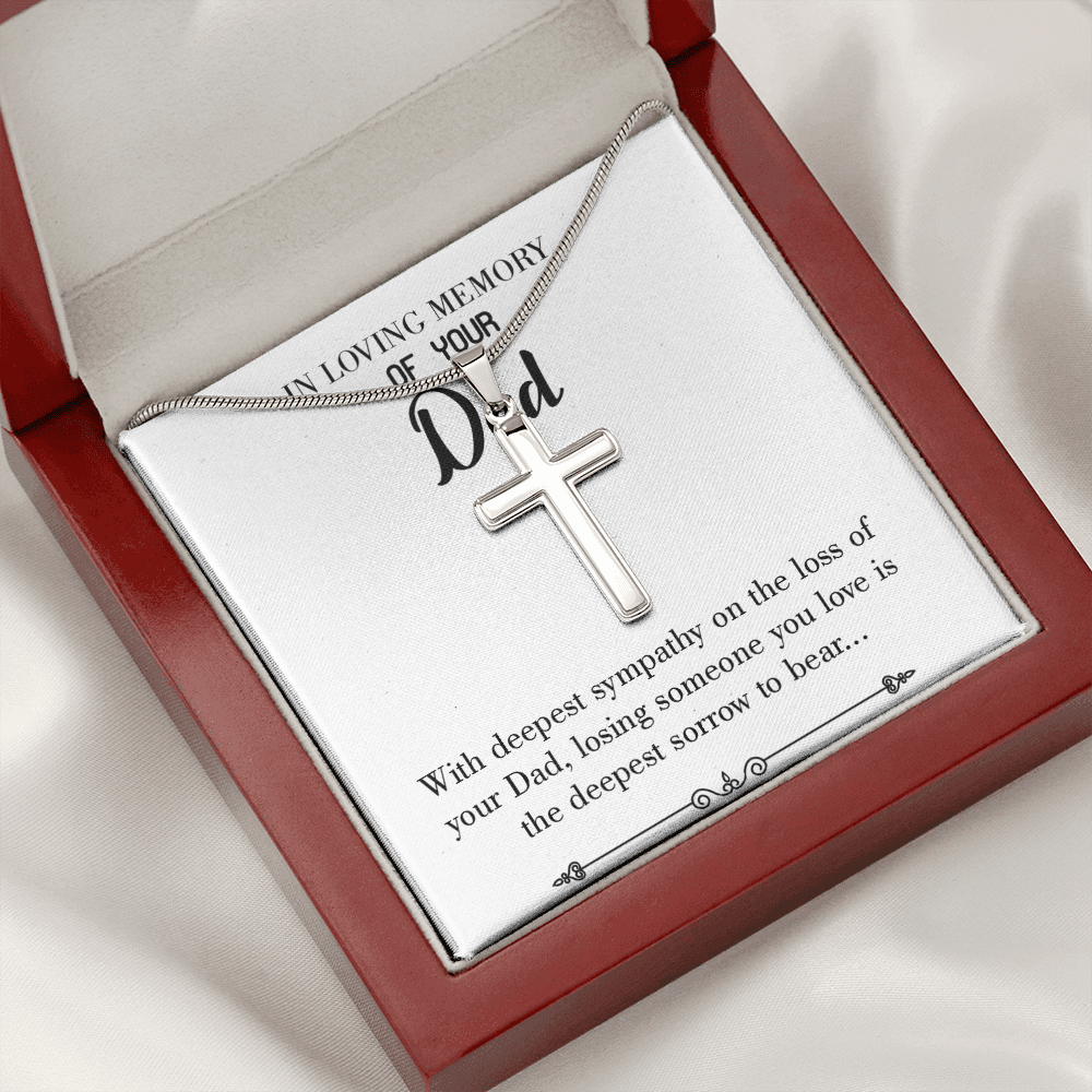 Losing Someone You Love Dad Memorial Gift Dad Memorial Cross Necklace Sympathy Gift Loss of Father Condolence Message Card-Express Your Love Gifts