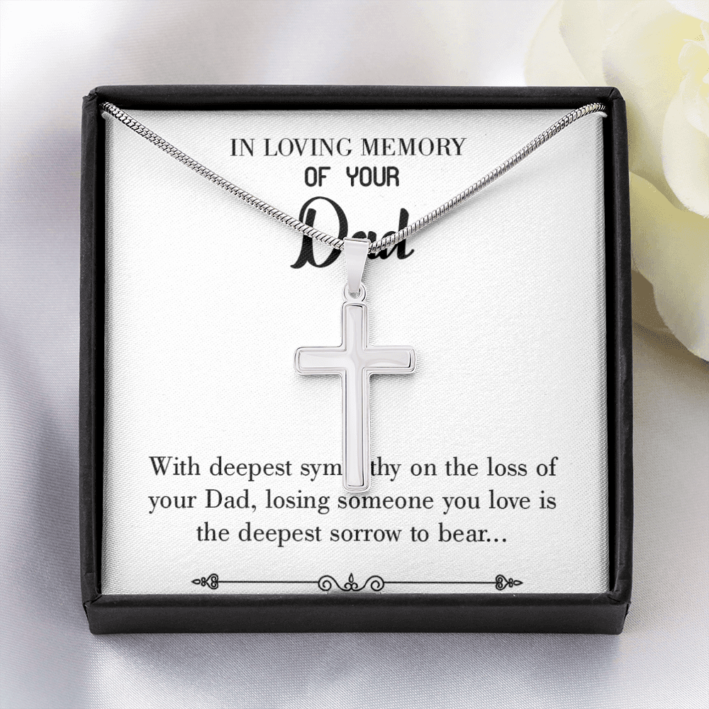 Losing Someone You Love Dad Memorial Gift Dad Memorial Cross Necklace Sympathy Gift Loss of Father Condolence Message Card-Express Your Love Gifts