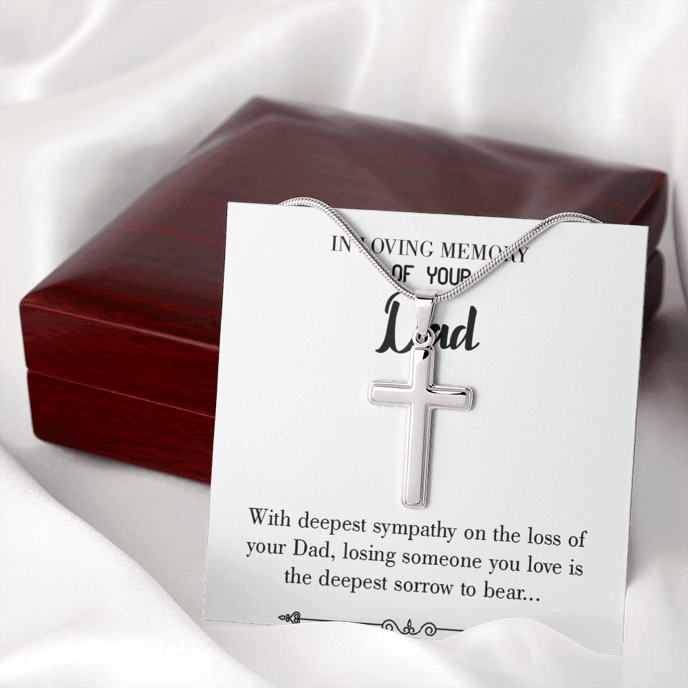 Losing Someone You Love Dad Memorial Gift Dad Memorial Cross Necklace Sympathy Gift Loss of Father Condolence Message Card-Express Your Love Gifts