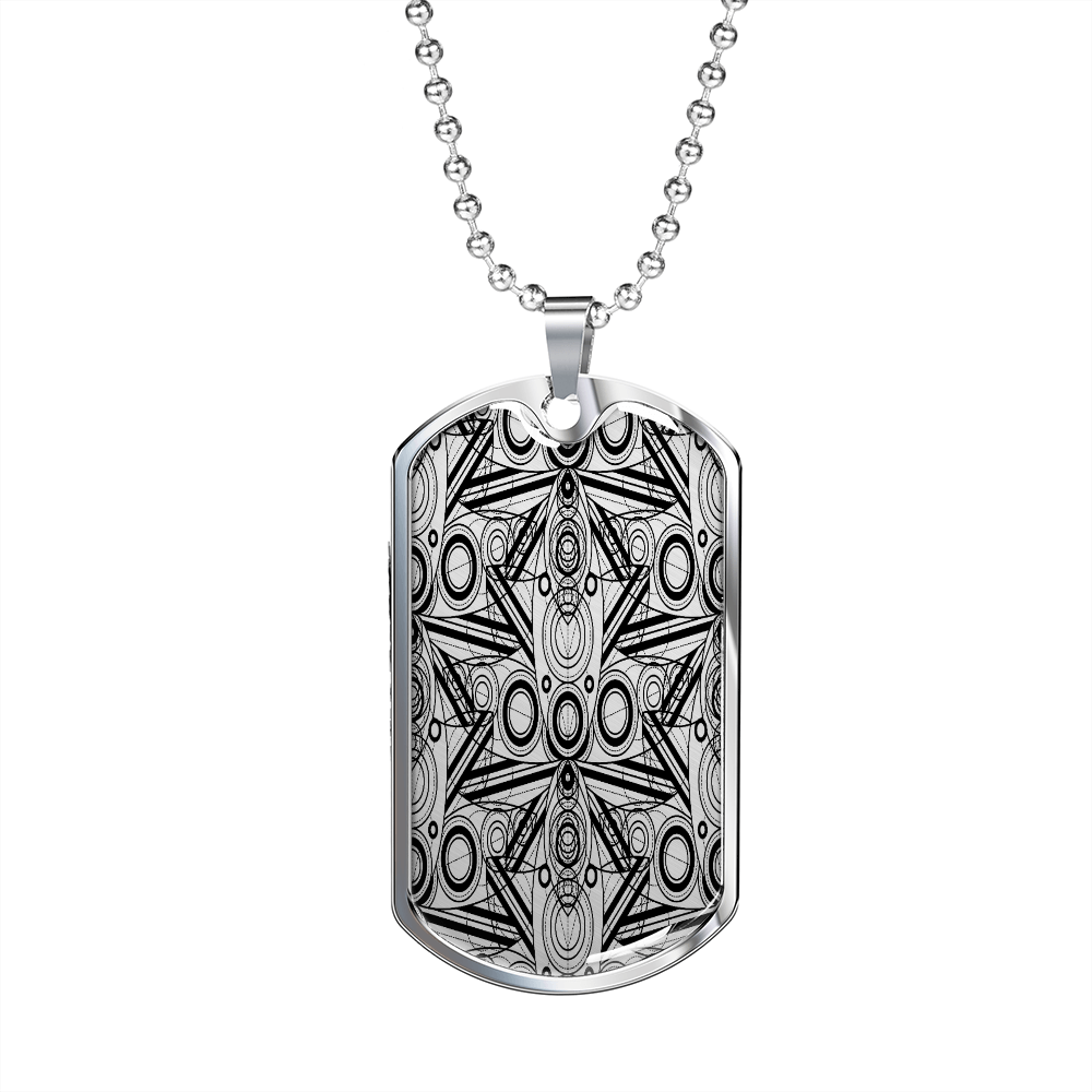 Lotus Tribal Design Necklace Stainless Steel or 18k Gold Dog Tag 24-Express Your Love Gifts