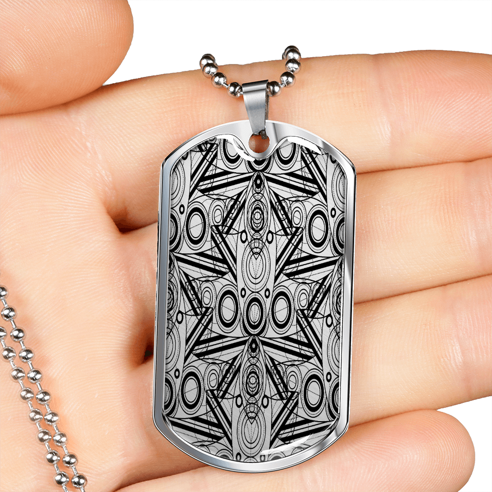 Lotus Tribal Design Necklace Stainless Steel or 18k Gold Dog Tag 24-Express Your Love Gifts