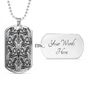 Lotus Tribal Design Necklace Stainless Steel or 18k Gold Dog Tag 24-Express Your Love Gifts