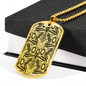 Lotus Tribal Design Necklace Stainless Steel or 18k Gold Dog Tag 24-Express Your Love Gifts