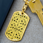 Lotuses Black and White Keychain Stainless Steel or 18k Gold Dog Tag Keyring-Express Your Love Gifts