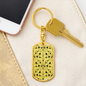 Lotuses Black and White Keychain Stainless Steel or 18k Gold Dog Tag Keyring-Express Your Love Gifts