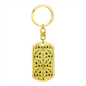 Lotuses Black and White Keychain Stainless Steel or 18k Gold Dog Tag Keyring-Express Your Love Gifts