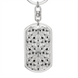Lotuses Black and White Keychain Stainless Steel or 18k Gold Dog Tag Keyring-Express Your Love Gifts