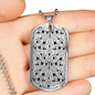 Lotuses Black and White Necklace Stainless Steel or 18k Gold Dog Tag 24-Express Your Love Gifts