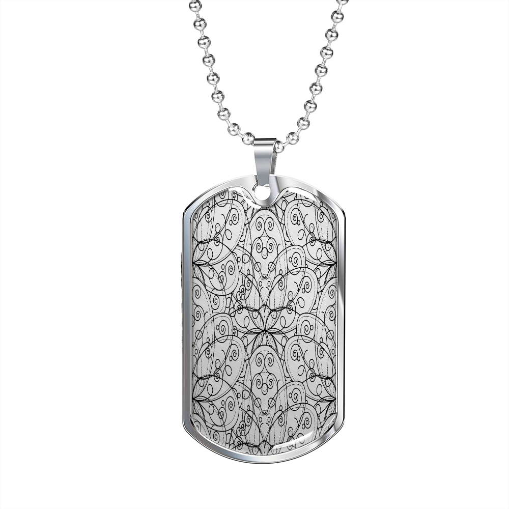 Lotuses Curvy Necklace Stainless Steel or 18k Gold Dog Tag 24-Express Your Love Gifts
