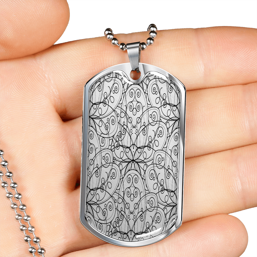Lotuses Curvy Necklace Stainless Steel or 18k Gold Dog Tag 24-Express Your Love Gifts